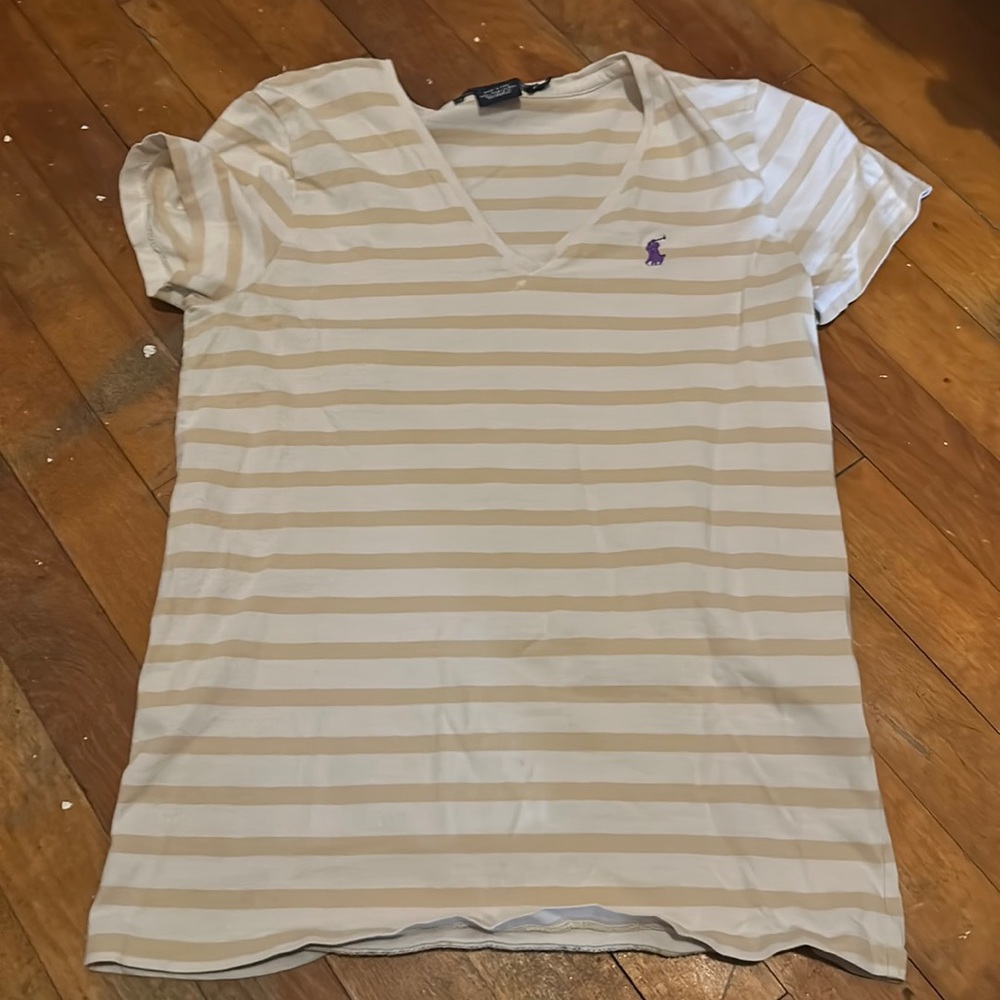 Ralph Lauren Sport white & cream t shirt size small women’s